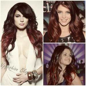 celebrity-wavy-brown-and-red-ombre-medium-hairstyles-2013