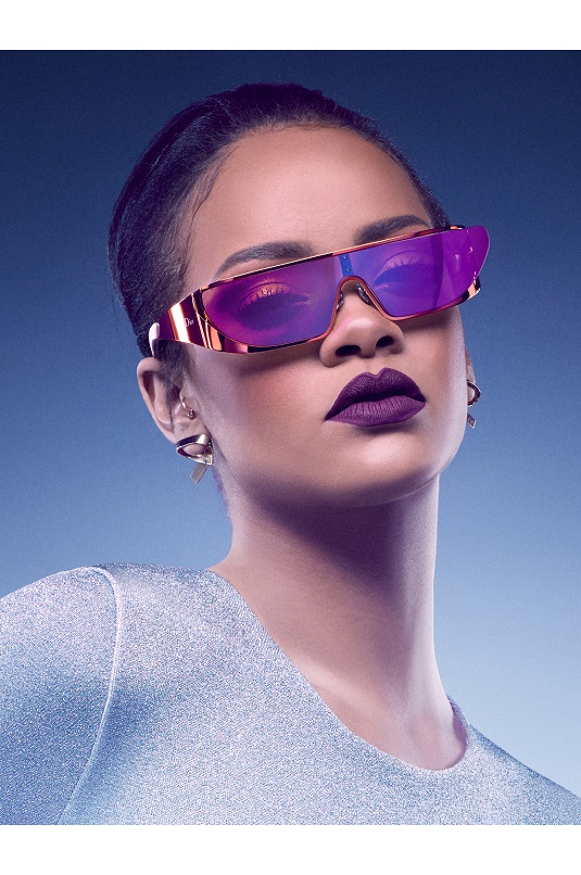 Rihanna wearing frames from her Dior sunglass collaboration.