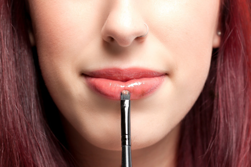 Woman's Lipstick application